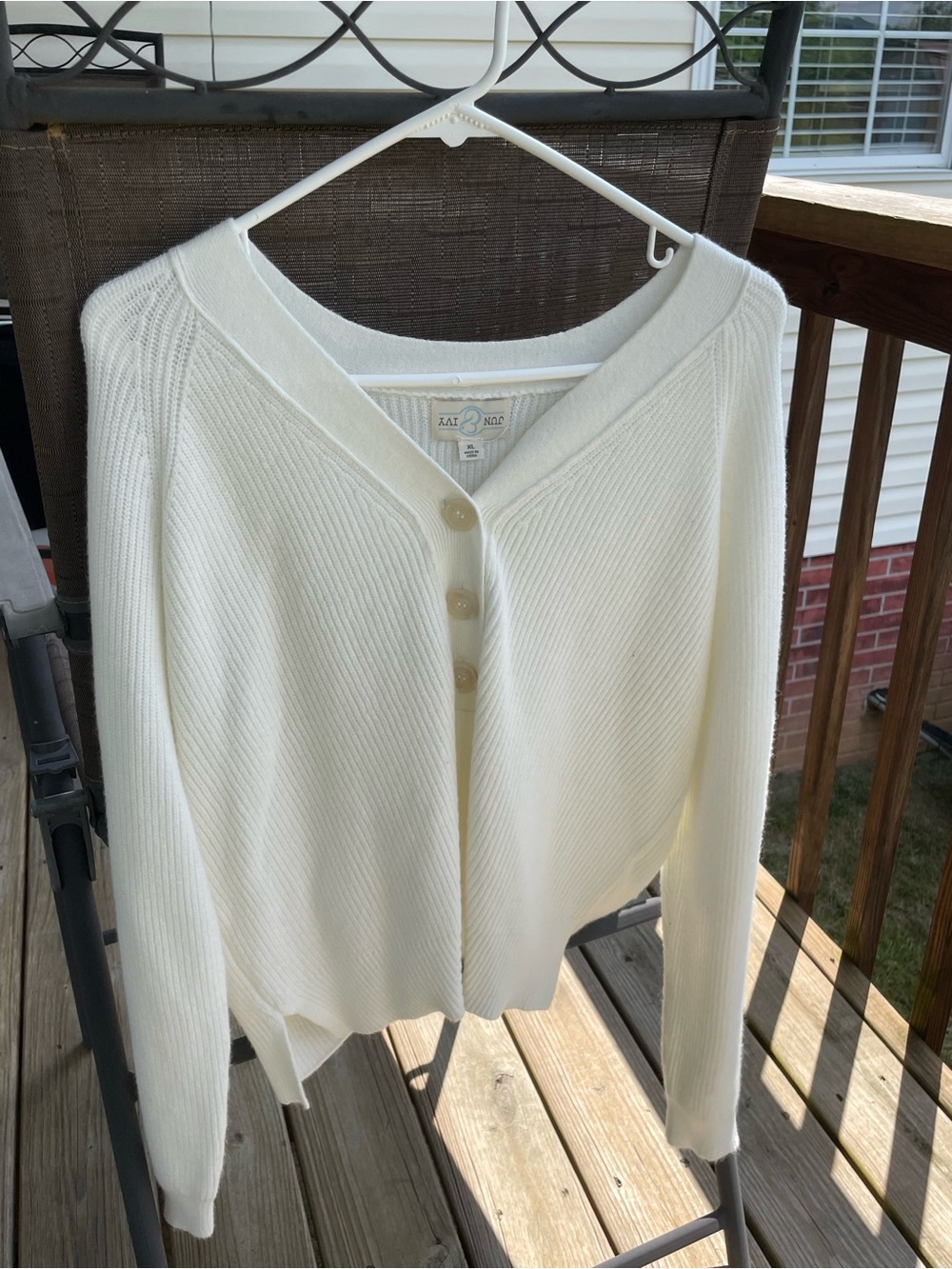 Lafayette 148 New York Cream V-Neck Button Front Cardigan